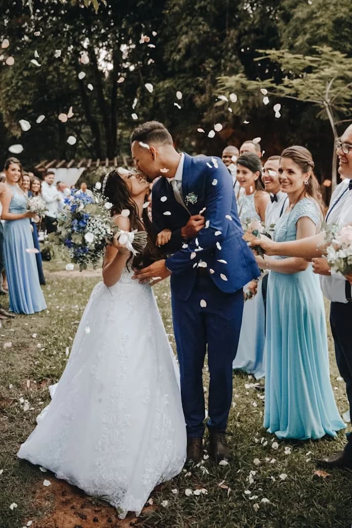 Guests celebrating at a countryside wedding