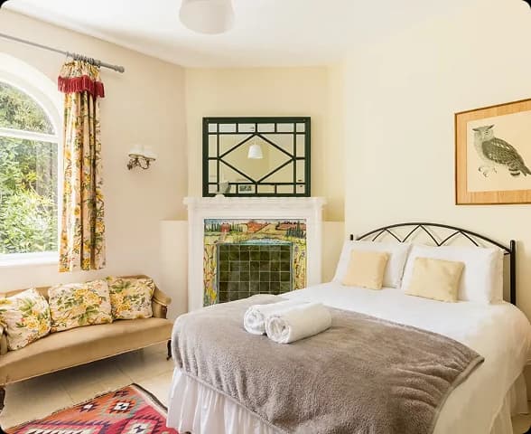 A stylish bedroom in the Upper Court manor house