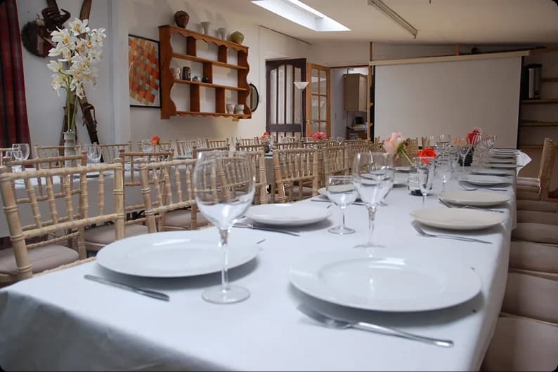 The Gallery Function Room set for a formal dinner at Upper Court